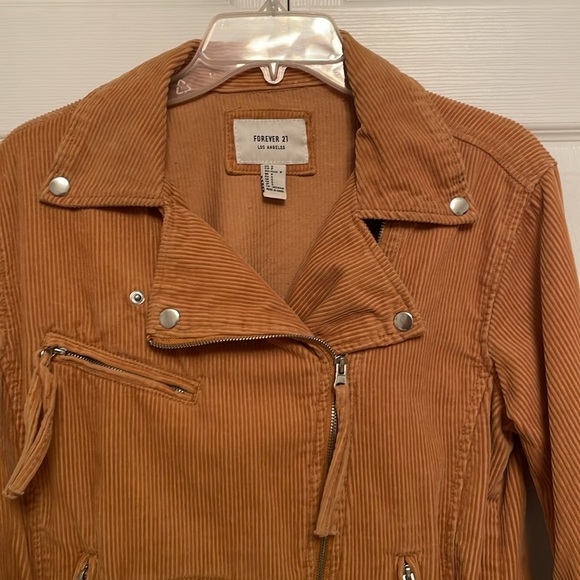 Forever 21 Los Angeles Fall Corduroy Bomber Zip Jacket Small Camel Color - Picture 4 of 13
